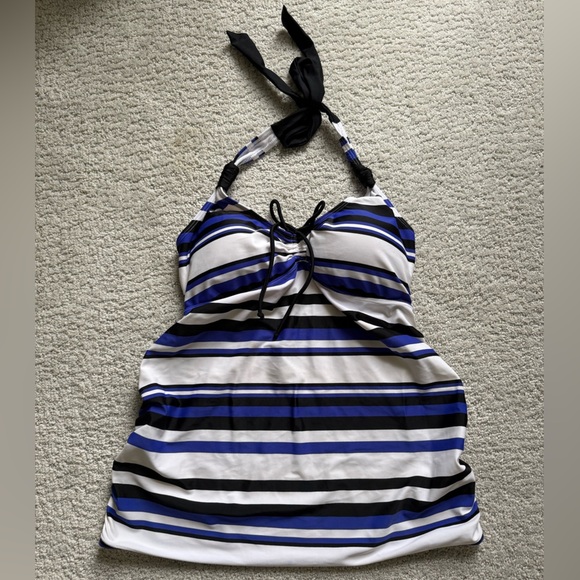 Motherhood Maternity Swim Bathing Suit Top Tankini Size Small Blue Black Beach - Picture 1 of 7